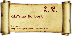 Könye Norbert névjegykártya