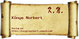 Könye Norbert névjegykártya
